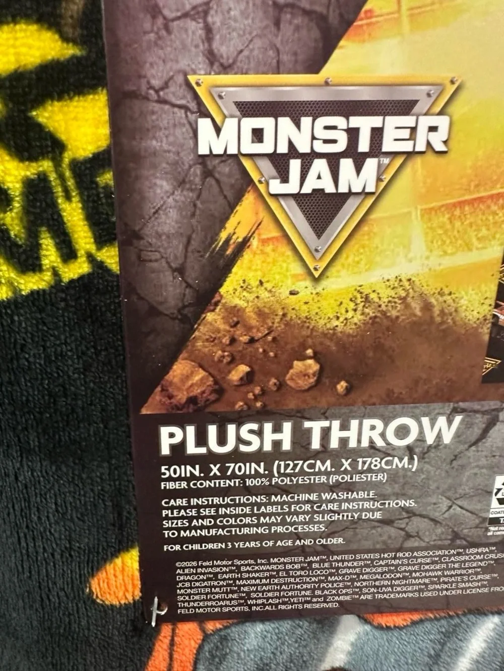 Monster Jam Monster Trucks & Raging Bulls Plush Throw Blanket
